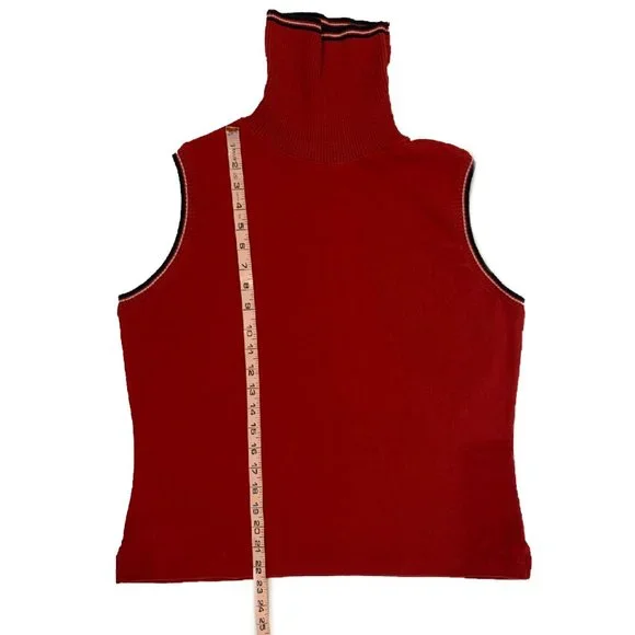 Carolyn Taylor Essentials Red Ribbed Turtleneck Sleeveless Sweater Women’s XL - Picture 4 of 11
